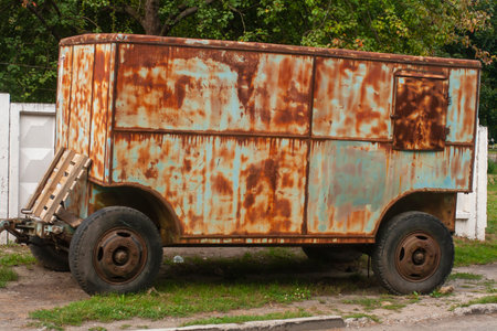 Old rusty truck trailer. Soviet technologyの写真素材