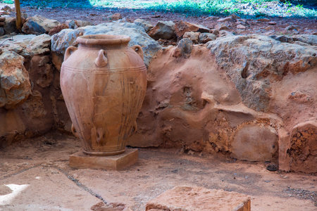 Vessel in the Hypostyle Crypt in the Minoan Palace in Malia on the island of Crete, Greeceの写真素材