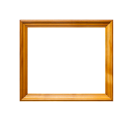 Wooden picture frame made of light wood isolatedの写真素材