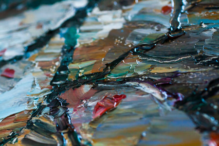 Abstract background of an oil painting drawn with a palette knife