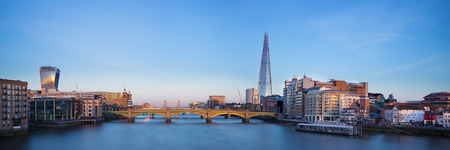 Panoramic view of London Shard Tower Bridge and Globe theatreのeditorial素材