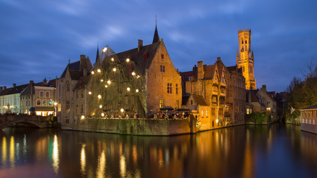 The Burg of Bruges at blue hour, Belgiumの写真素材