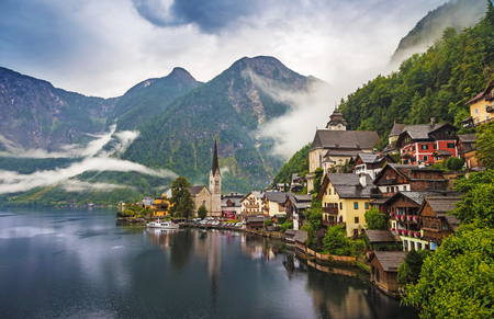Hallstatt on a cloudy morning - Austriaの写真素材