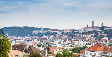 The Citadella, the Castle of Buda and the Matthias Church  Fisherman's Bastion in one photo by daylight - Budapest, Hungaryのeditorial素材