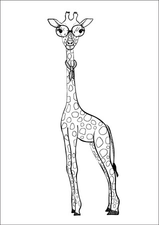 Hand drawn vector giraffe isolated on white background.のイラスト素材