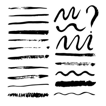 Collection of vector brush strokes. Grunge monochrome isolated illustrations.のイラスト素材