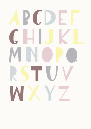 Vector modern colorfull cartoon kids font and alphabet.のイラスト素材
