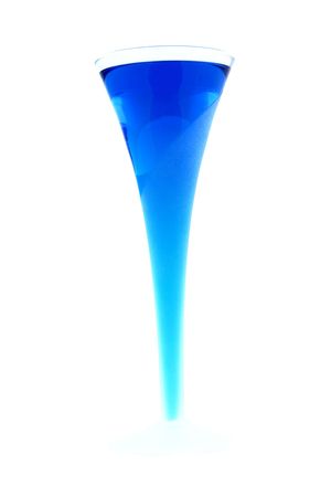 Blue drink in a stylish glass on a white backgroundの写真素材