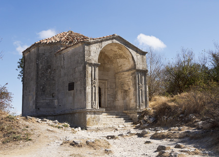 Cave city Chufut-Kale.Mausoleum Janicke Khanum of the XV century.Crimea.