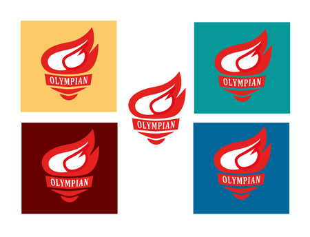 Set two-color torches with inscriptions Olympian on different backgroundsのイラスト素材