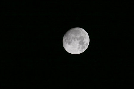 Full moon in the night sky. Closeup of the moon.の写真素材