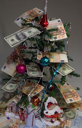 New Years tree with moneyの写真素材