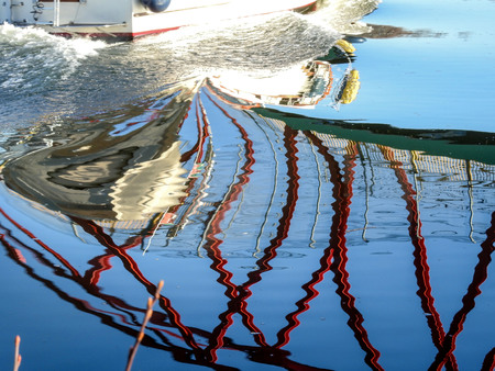 Ship water reflection bridgeの写真素材