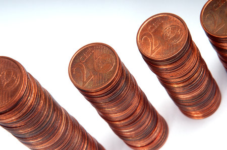 Pile of different euro coins