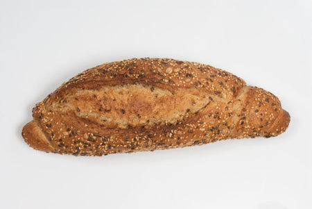 Loaf of bread on white background