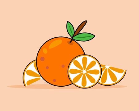 Cute cartoon vector: Orange and slice of orange for your designのイラスト素材