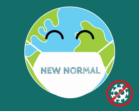 NEW NORMAL AFTER COVID CONCEPT: There is world wears face mask. For protect corona virus.のイラスト素材