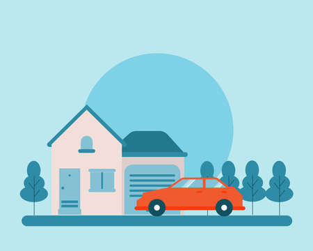 House and car for finance or business concept. Cartoon vector style for your designのイラスト素材