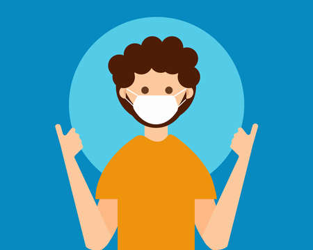 Covid-19 Crisis concept: Always wear face mask for protect virus corona. Cartoon vector style for your design.のイラスト素材