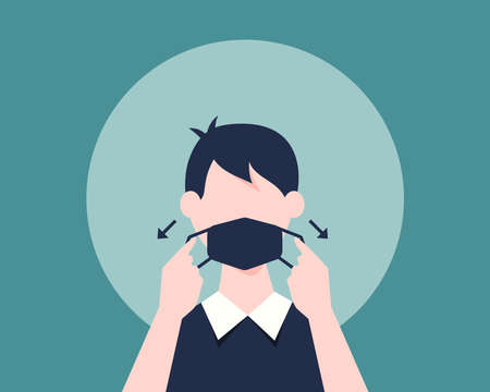 When you wear mask, don't touch on it , virus will on your hand crisis concept.のイラスト素材