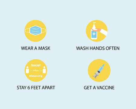 Important Ways to Slow the Spread Concept: There are 4 signs for new normal after Crisis. Cartoon vector style for your design.のイラスト素材