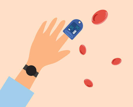Finger in an Oximeter Device. Cartoon vector style for your design.のイラスト素材
