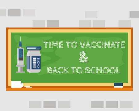 Time to vaccinate and back to school concept: Cartoon vetor style for your designのイラスト素材