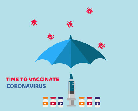 Time to Vaccinate CORONAVIRUS concept Cartoon vector style for your design.のイラスト素材