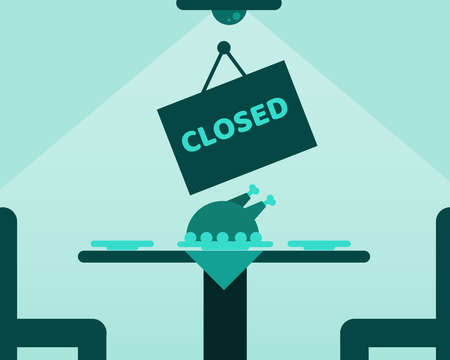 Economy down with Covid-19 crisis concept: there is closed restaurant because a lockdown.のイラスト素材