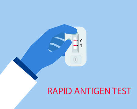 Rapid Antigen Test Kit concept. Covid-19 crisis. Cartoon vector style for your designのイラスト素材