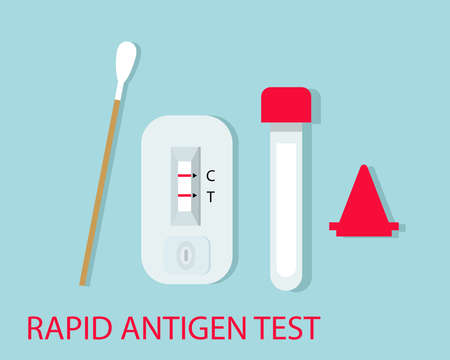 Rapid Antigen Test Kit concept. Covid-19 crisis. Cartoon vector style for your designのイラスト素材