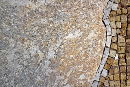 Mosaic on the right side of the stone wallの写真素材
