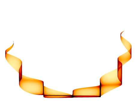 Yellow ribbon on a white backgroundの写真素材