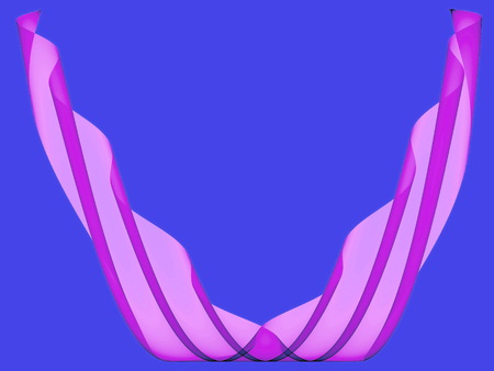 Pink transparent wave shapes on a blue backgroundの写真素材