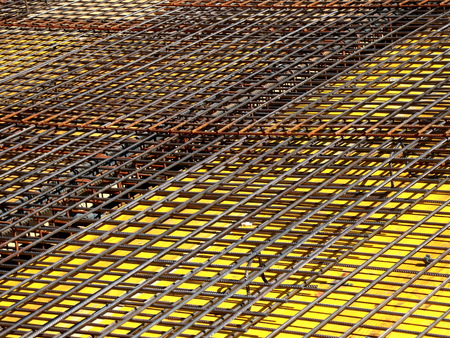 Steel bars reinforcement on construction siteの写真素材
