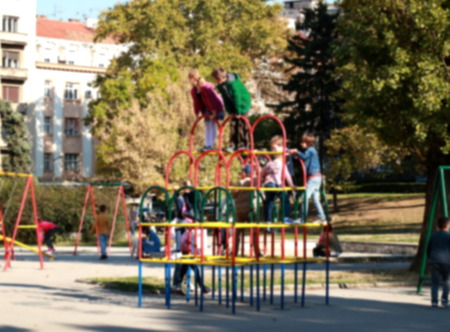 Children are playing in the park,blur
