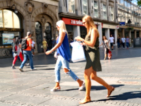 Woman in shopping,blurのeditorial素材