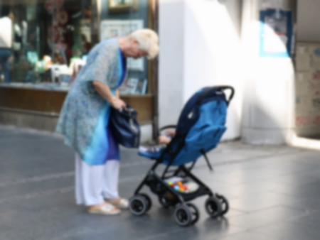 Grandmother walk grandchildren