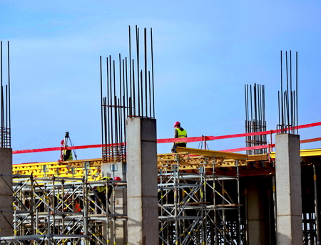 Construction pillars of the new building