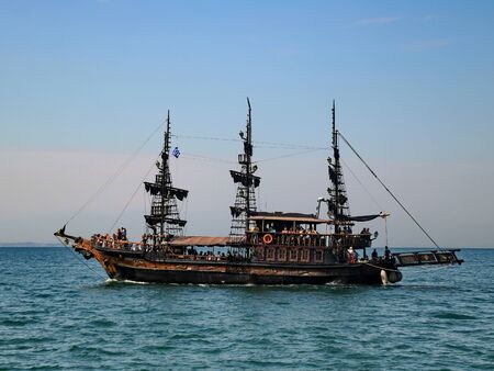 Old-fashioned boat on the Aegean sea