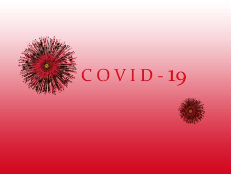 Covid-19 medical illustration isolated on red backgroundの写真素材