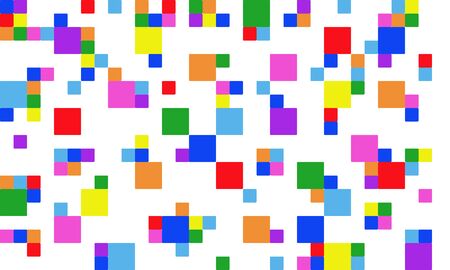 Colorful squares of different sizes on a white backgroundの写真素材
