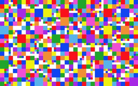 Colorful squares of different sizes on a white backgroundの写真素材
