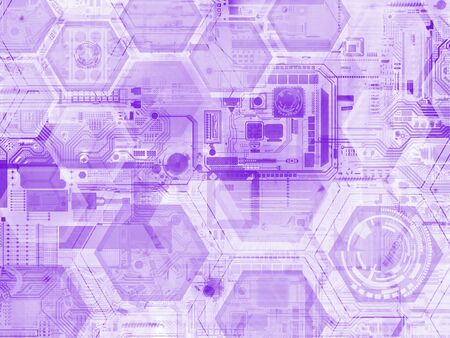 Abstract hexagon geometric purple element of tech innovationの写真素材