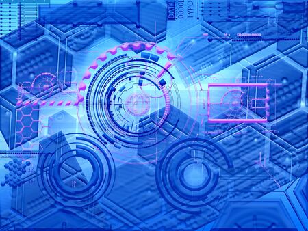 Abstract technology background with simple blue hexagonal elements