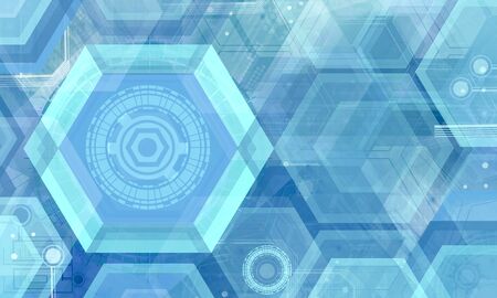 Abstract technology background with simple hexagonal elements.Hexagon geometric designの写真素材