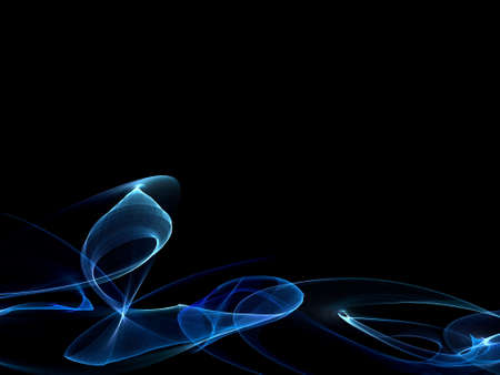 Abstract shine blue waves line , black backgroundの写真素材