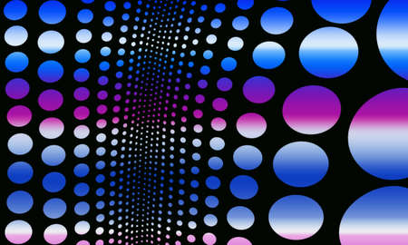 Colorful circles of different sizes on a black backgroundの写真素材