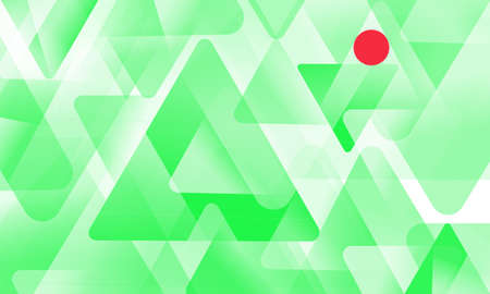 Green triangles and red circle pattern design on a white backgroundの写真素材