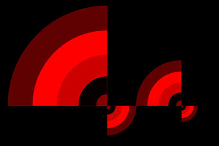 Red, green and blue squares on a black backgroundの写真素材